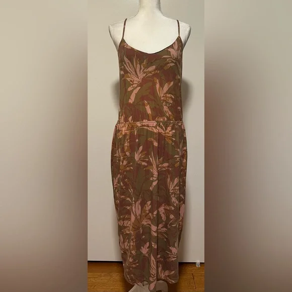Prana | Dresses | Womens Prana Ayla Dress Tropical Leaf Summertime Built In  Bra Coral Brown Sz M | Poshmark